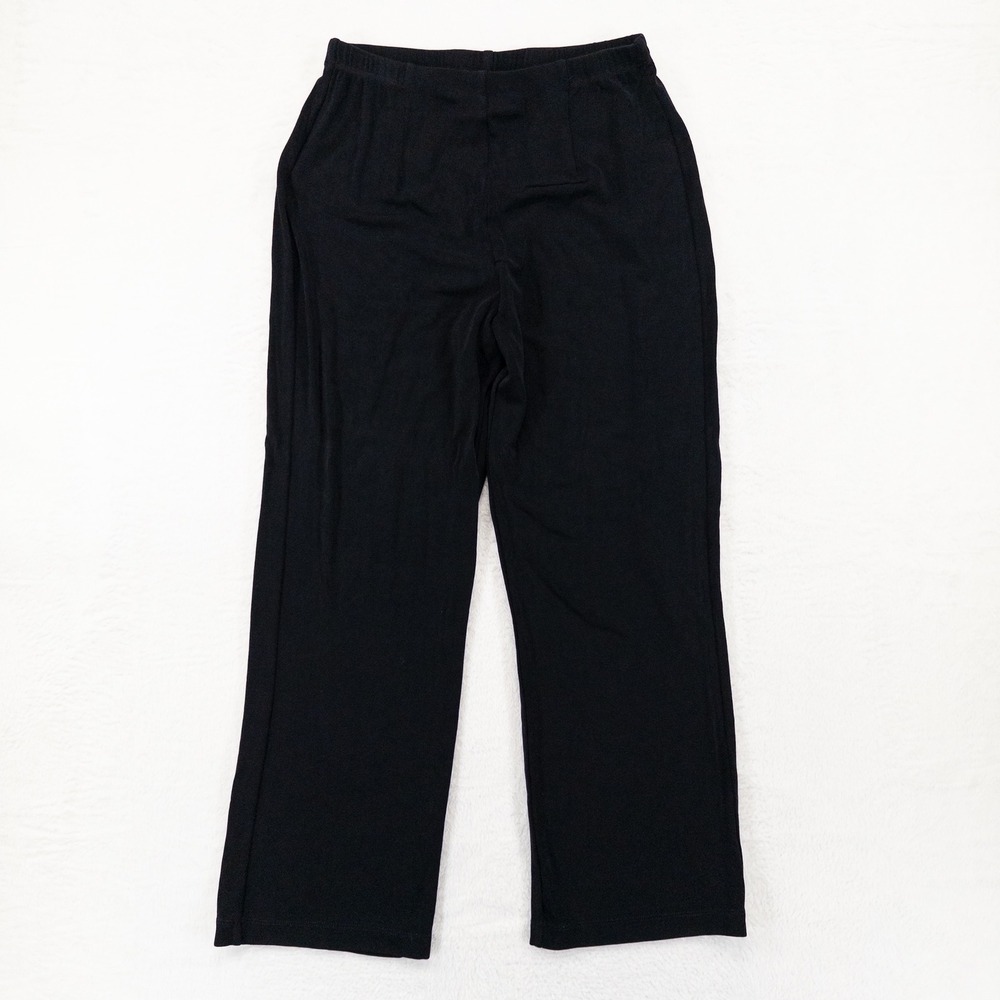 Chicos Womens Travelers Collection Pants 1 SHORT US M Black Straight Leg Knit